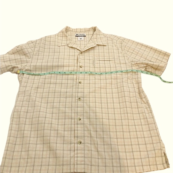 Columbia Men’s Beige Brown & Orange Plaid Short Sleeve Button Down Shirt, Large - Picture 7 of 10
